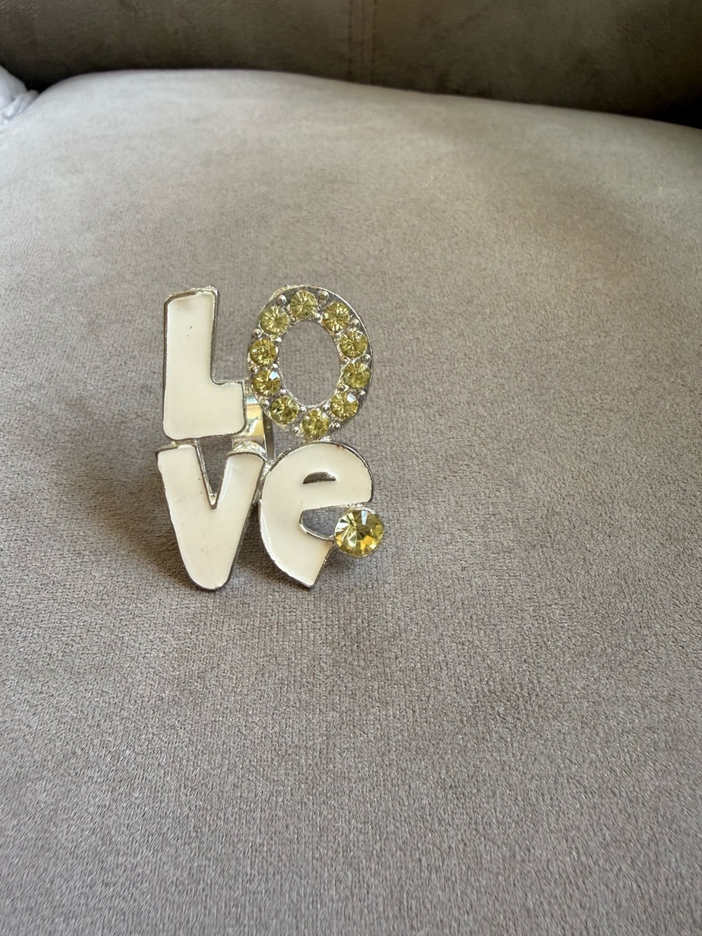 Vintage Y2K LOVE Yellow Crystal Accent Ring
